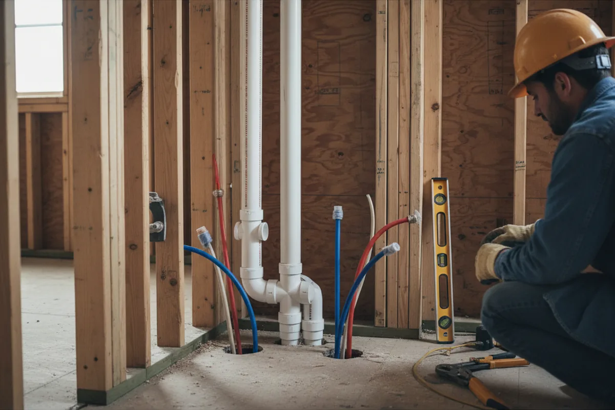Drain and supply rough-in during Drain Cleaning in Shattuck