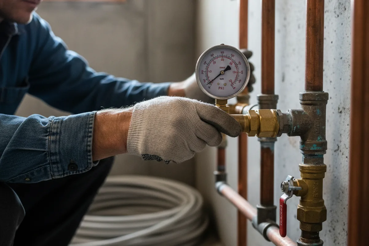 Pressure testing a repaired line during Water Line Repair in Shattuck